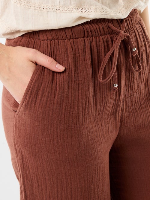 Pantalon large en gaze de coton - Kiabi