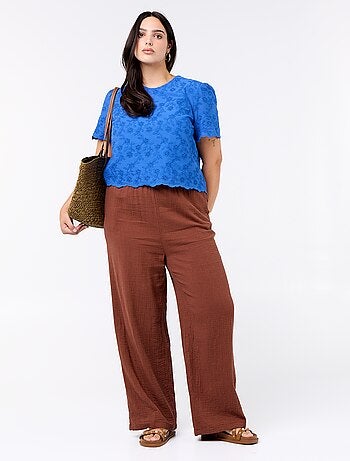 Pantalon large en gaze de coton