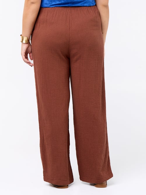 Pantalon large en gaze de coton - Kiabi