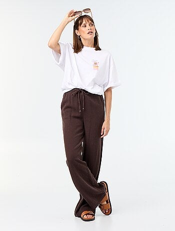 Pantalon large en gaze de coton