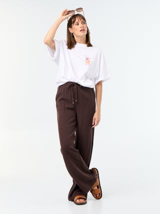 Pantalon large en gaze de coton