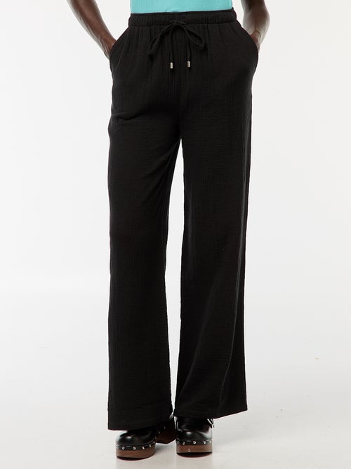 Pantalon large en gaze de coton - Kiabi