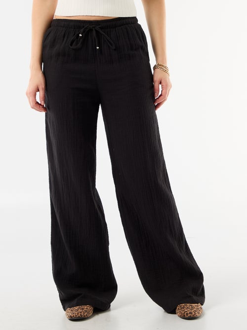 Pantalon large en gaze de coton - Kiabi