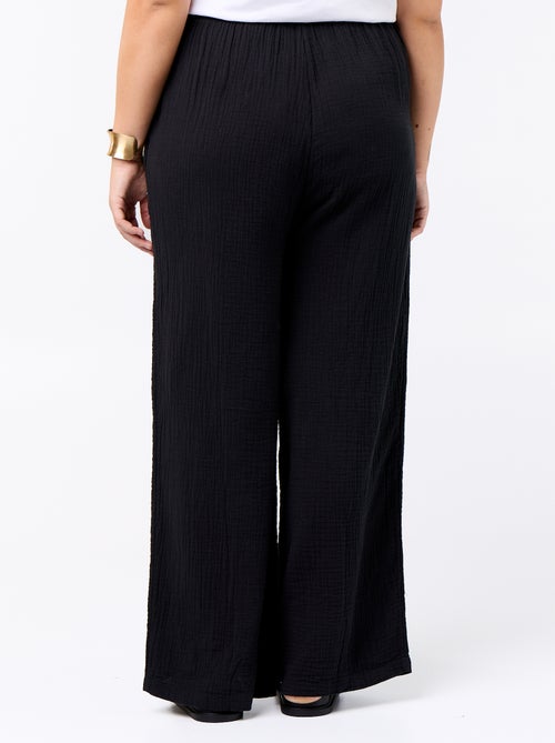 Pantalon large en gaze de coton - Kiabi