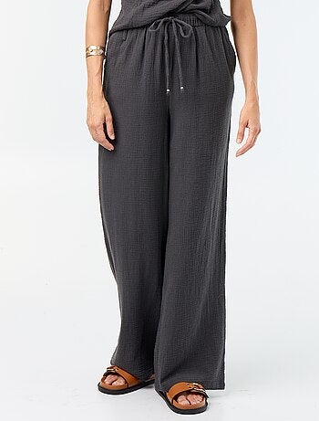 Pantalon large en gaze de coton
