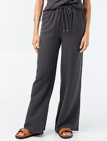 Pantalon large en gaze de coton