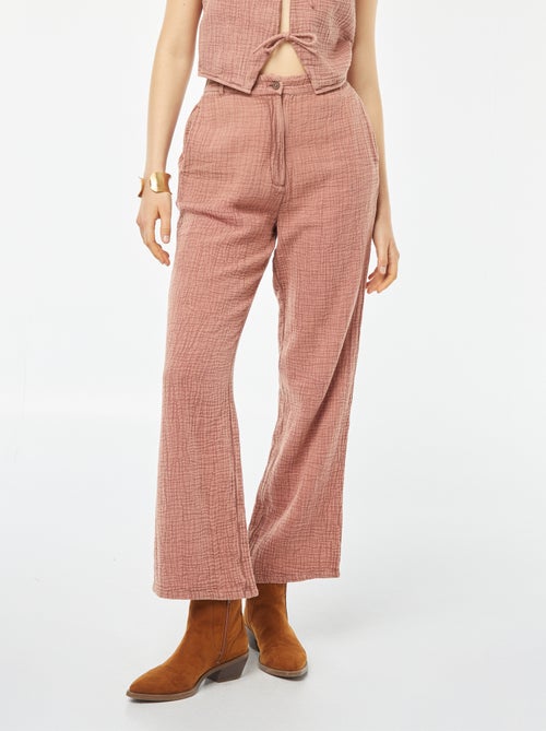Pantalon large en gaze de coton - Kiabi