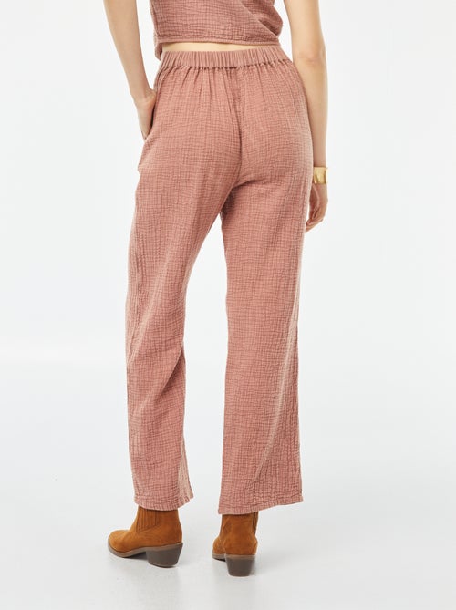 Pantalon large en gaze de coton - Kiabi