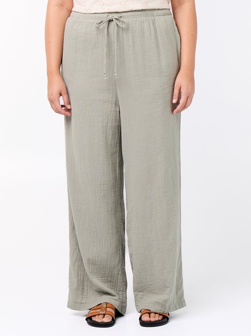 Pantalon large en gaze de coton - Kiabi