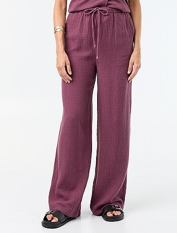 Pantalon large en gaze de coton