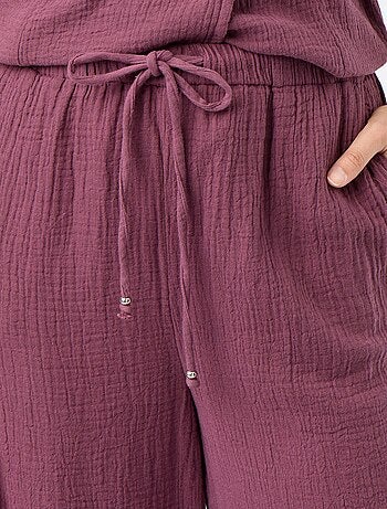 Pantalon large en gaze de coton