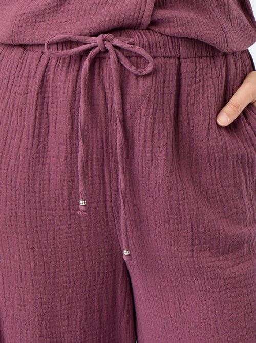 Pantalon large en gaze de coton - Kiabi