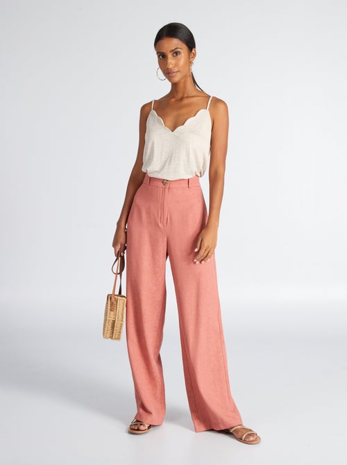 Pantalon large en jacquard - Kiabi