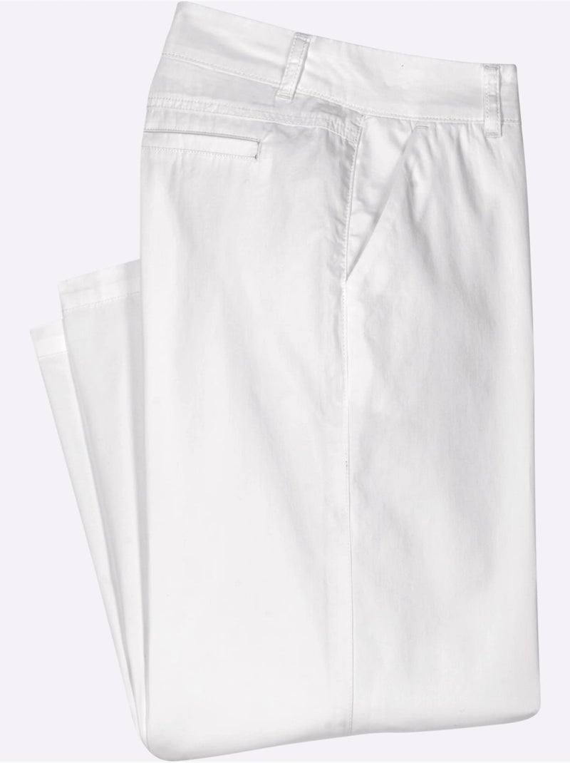 Pantalon large en jean avec poches et fermeture à glissière - Taille courte - Moda Vilona Blanc - Kiabi