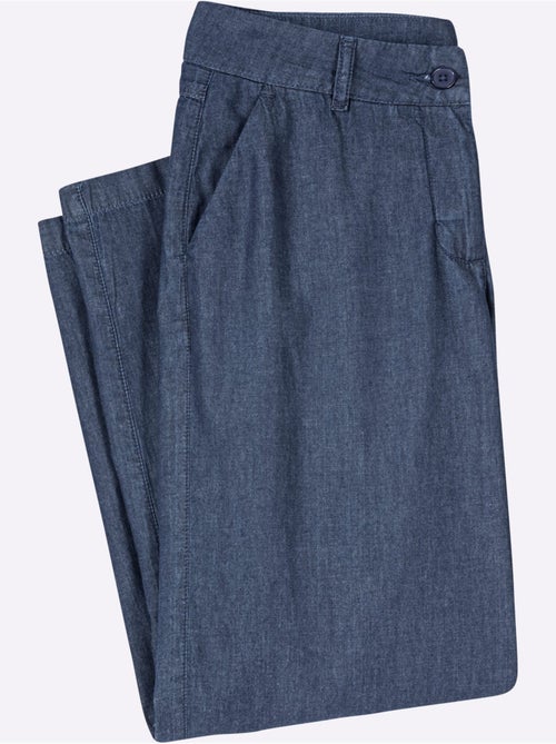 Pantalon large en jean léger avec poches et fermeture - Taille courte - Moda Vilona - Kiabi