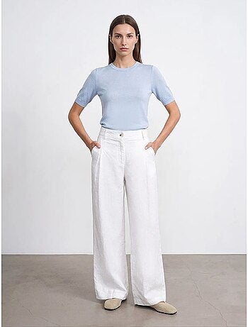 Pantalon large en lin à taille haute dilvin