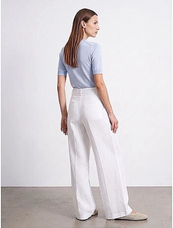 Pantalon large en lin à taille haute dilvin