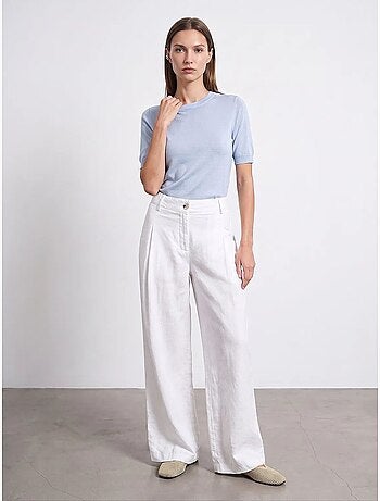 Pantalon large en lin à taille haute dilvin