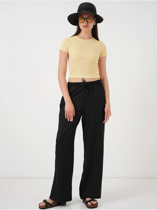 Pantalon large en lin bdart - Kiabi Pantalon large en lin bdart - Kiabi
