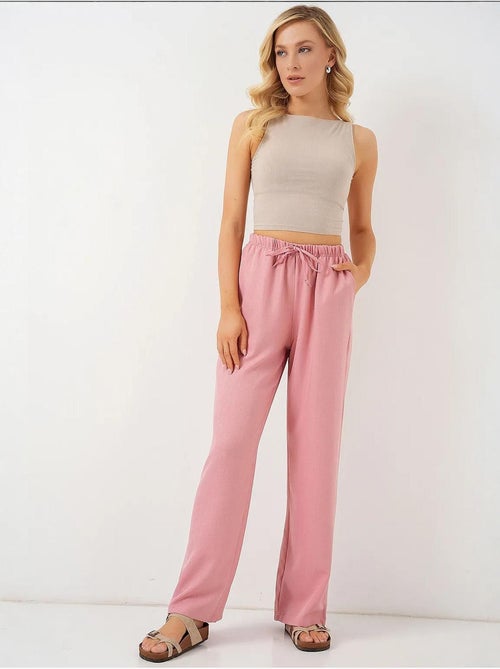 Pantalon large en lin bdart - Kiabi Pantalon large en lin bdart - Kiabi