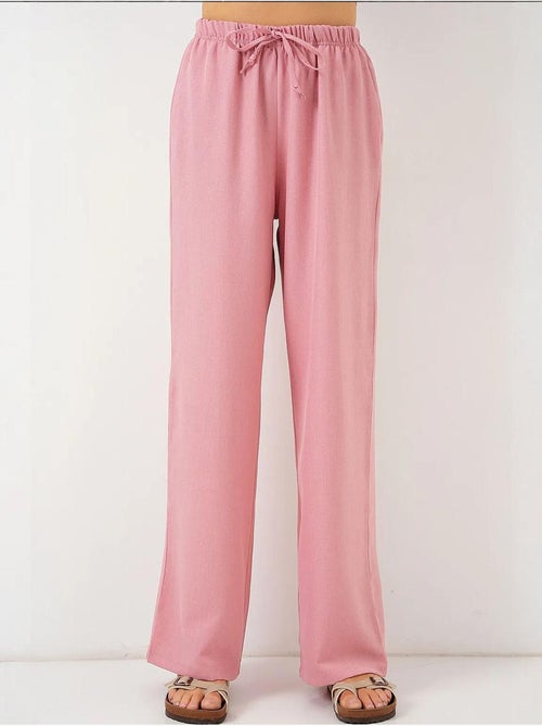Pantalon large en lin bdart - Kiabi Pantalon large en lin bdart - Kiabi