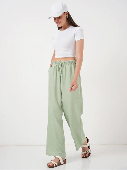 Pantalon large en lin bdart - Kiabi Pantalon large en lin bdart - Kiabi