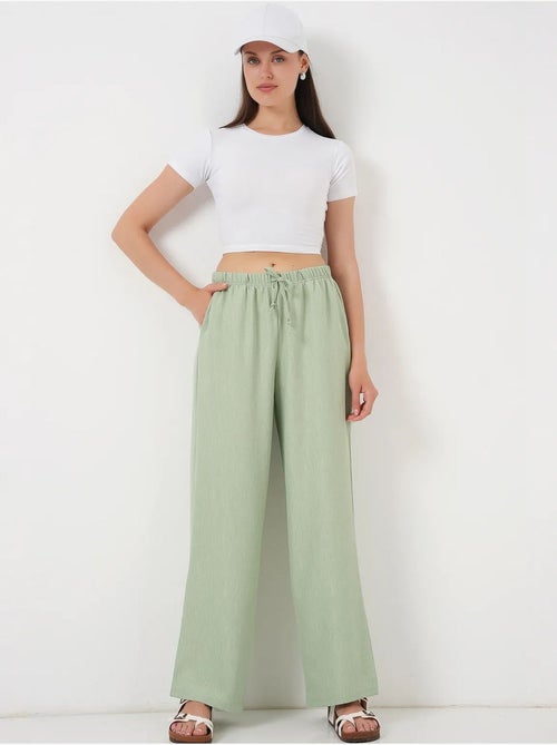 Pantalon large en lin bdart - Kiabi Pantalon large en lin bdart - Kiabi