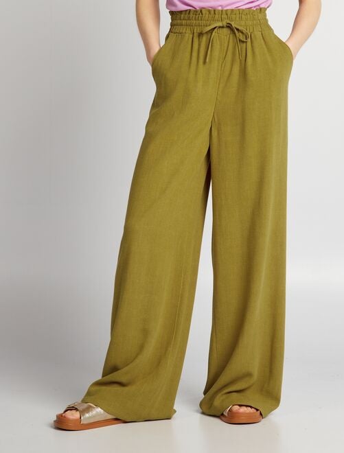 Pantalon large en lin - Kiabi