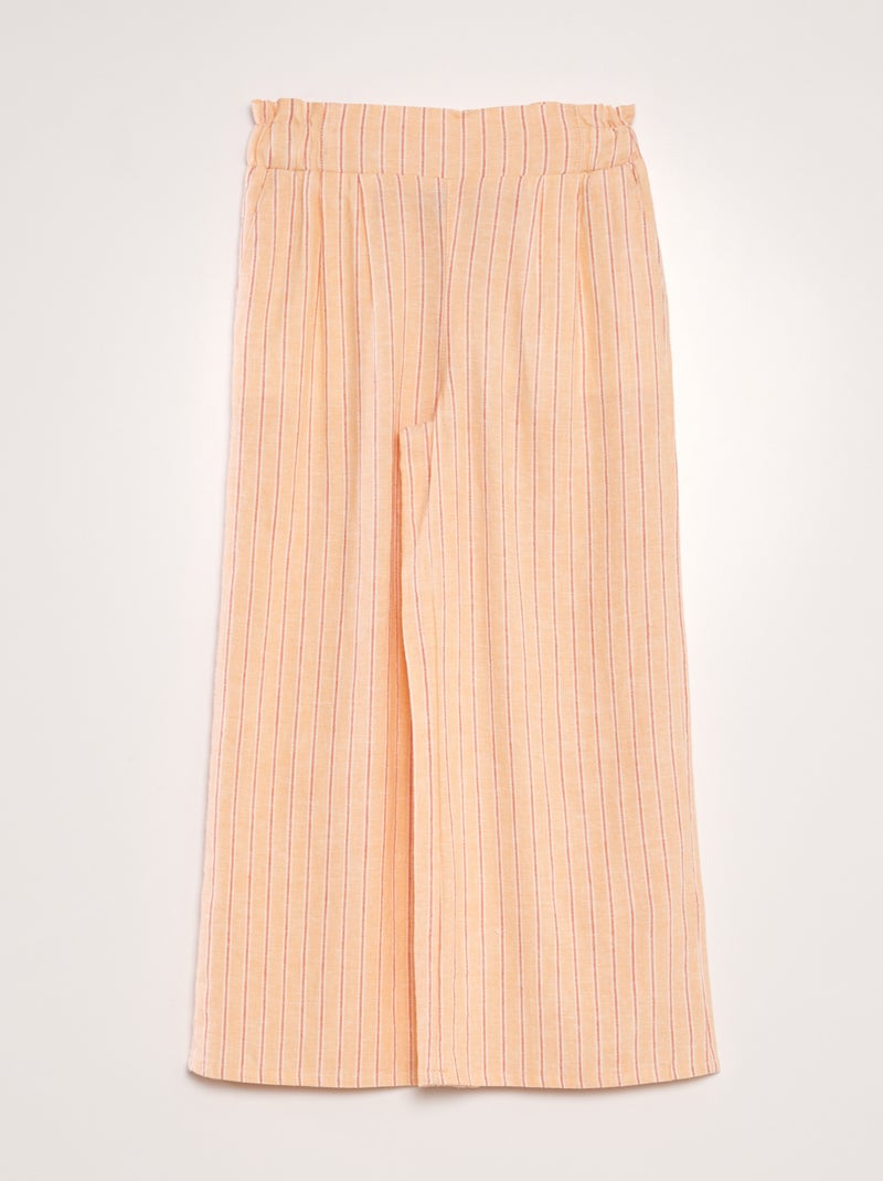 Pantalon large en lin Corail - Kiabi