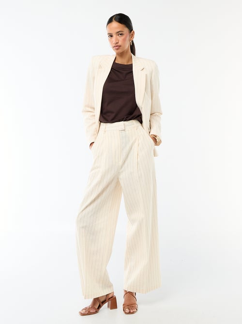Pantalon large en lin femme - Kiabi