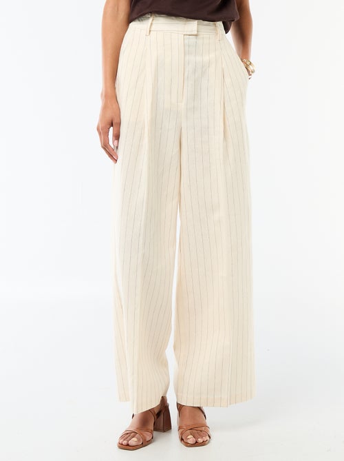 Pantalon large en lin femme - Kiabi