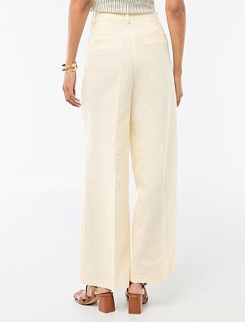 Pantalon large femme en lin léger