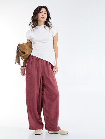 Pantalon en lin femme taille haute