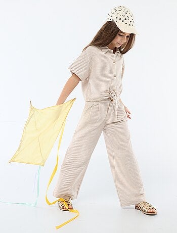 Pantalon large en lin mélangé