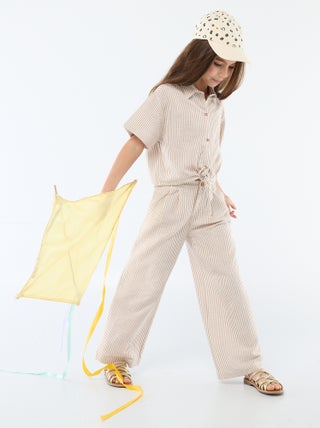 Pantalon large en lin mélangé