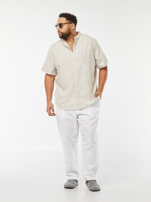 Pantalon large en lin mélangé - Kiabi