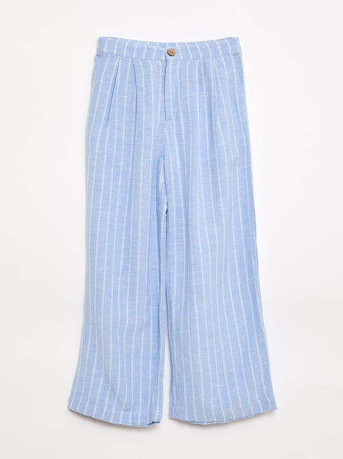 Pantalon large en lin mélangé - Kiabi