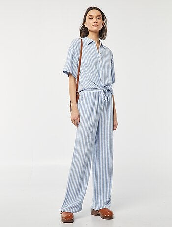 Pantalon large en lin mélangé