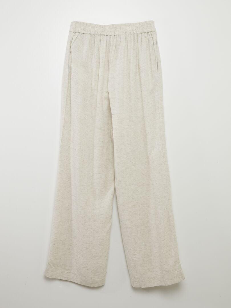 Pantalon Fluide Pour Femme En Tissu Couture Blanc Vieilli