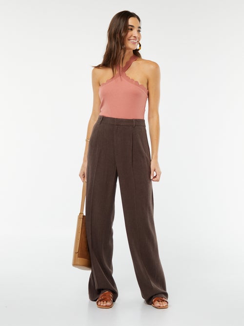 Pantalon large en lin mélangé - Kiabi
