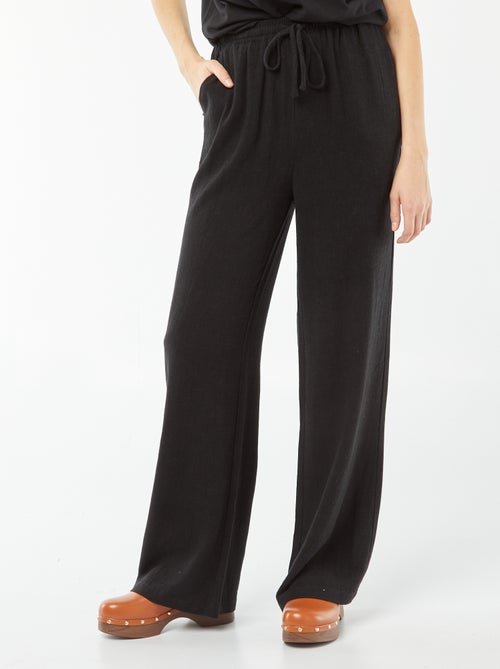 Pantalon large en lin mélangé - Kiabi