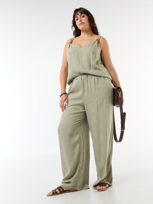 Pantalon large en lin mélangé - Kiabi