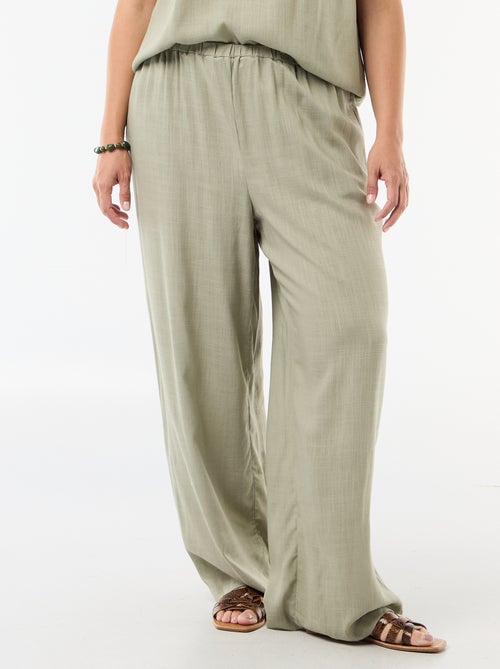 Pantalon large en lin mélangé - Kiabi