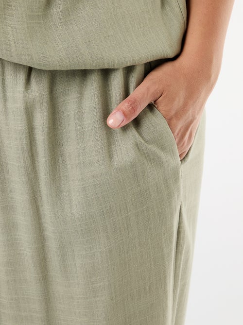 Pantalon large en lin mélangé - Kiabi