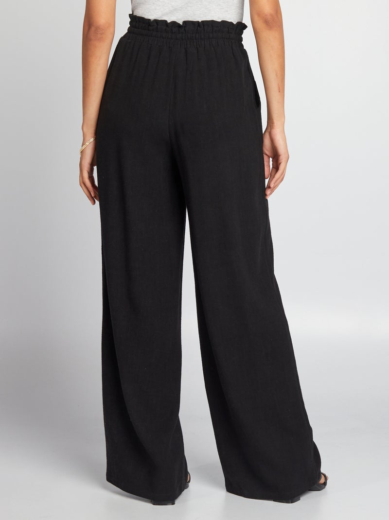 Pantalon large en lin noir - Kiabi