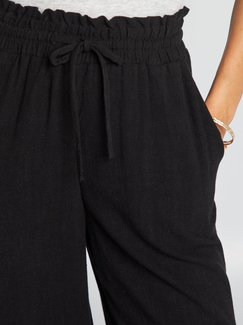 Pantalon large en lin noir - Kiabi