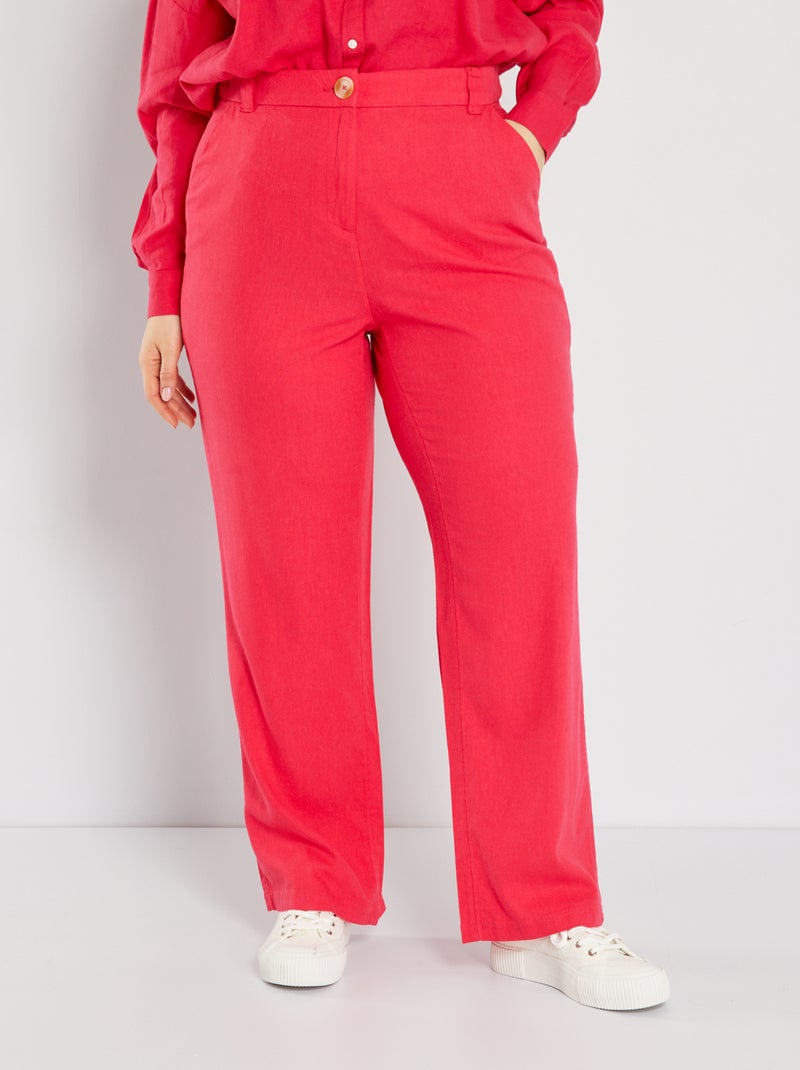 Pantalon large en lin Rose - Kiabi