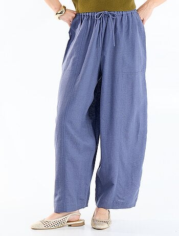 Pantalon en lin femme taille haute