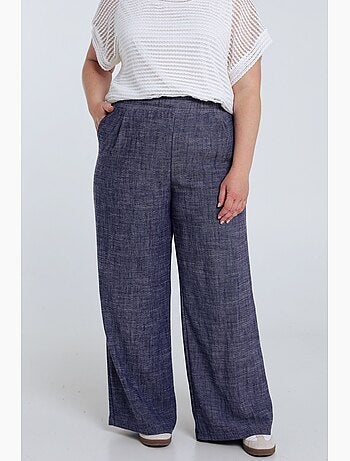 Pantalon large en lin uni