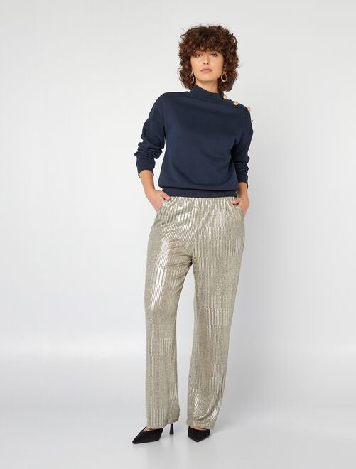 Pantalon large en lurex argenté 'JDY' - Kiabi